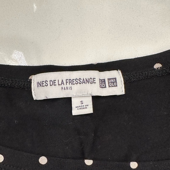 Ines de la Fressange, Paris Gorgeous Black w/ Cream Polka Dot Belted Dress EUC S - Picture 13 of 16